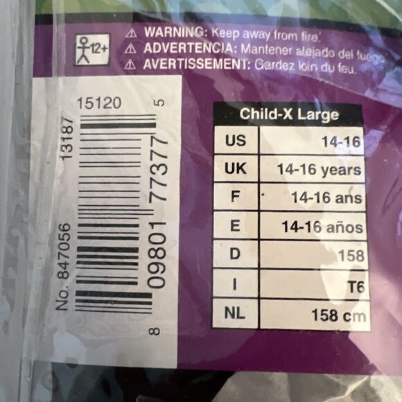 Spellbound Witch Halloween Costume Child XL 12-14, 7 PCs: Dress, Hat, Socks, .. - Picture 12 of 15